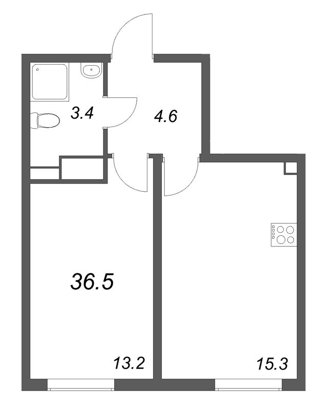 2 ккв (Евро) 36,5 м²