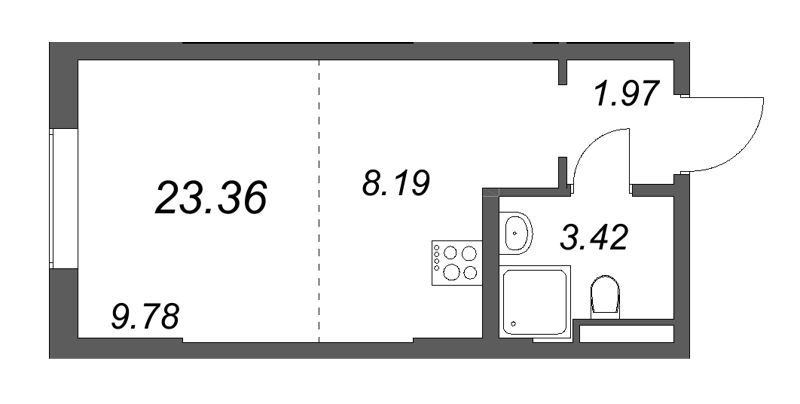Студия 23,4 м²