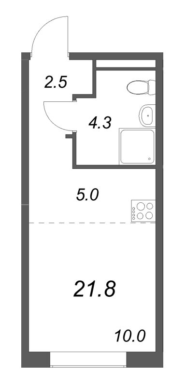 Студия 21,8 м²