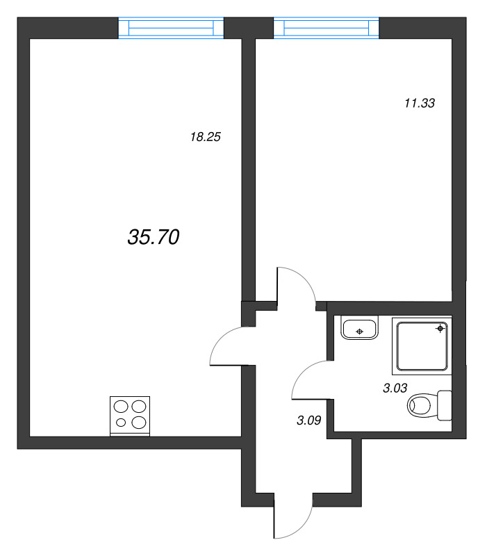 2 ккв (Евро) 35,7 м²