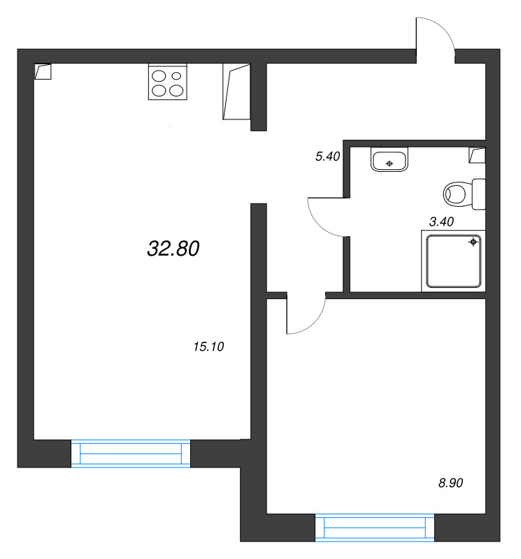 2 ккв (Евро) 32,8 м²