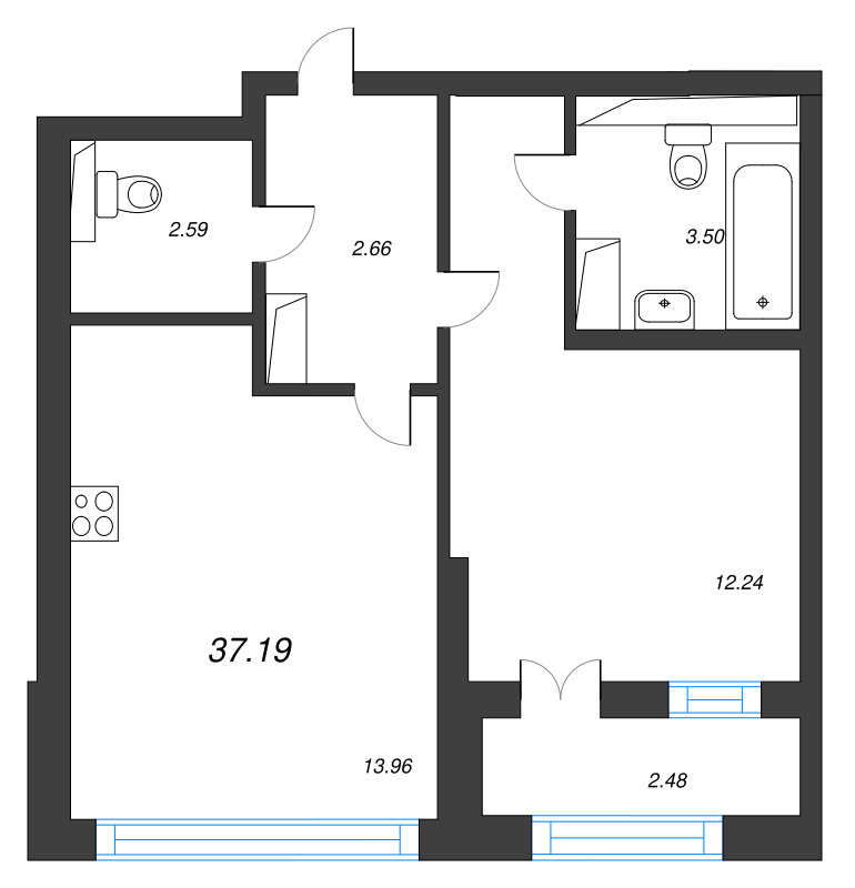 1 ккв 37,2 м²