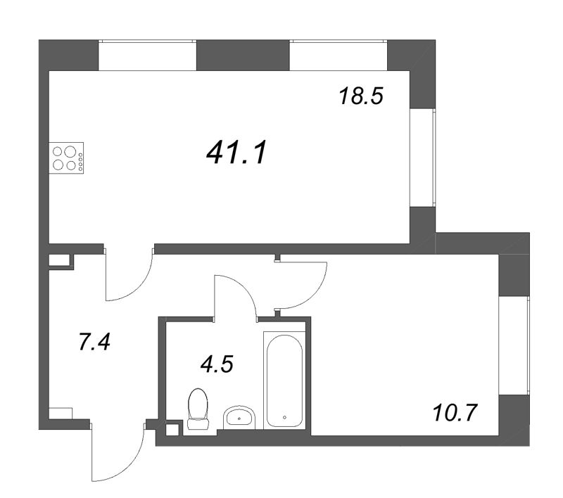 2 ккв (Евро) 41,1 м²