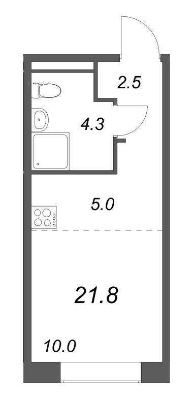 Студия 21,8 м²