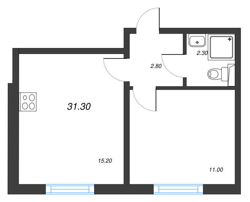 2 ккв (Евро) 31,3 м²