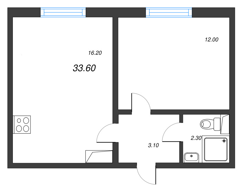 2 ккв (Евро) 33,6 м²