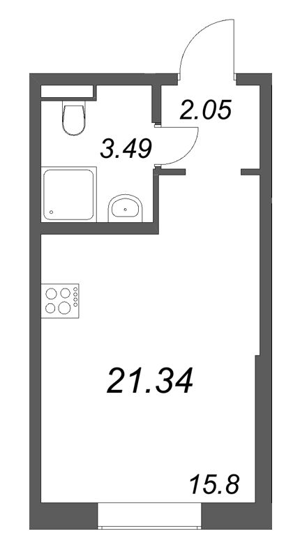 Студия 21,3 м²