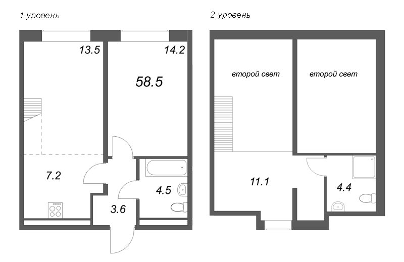 3 ккв (Евро) 58,5 м²