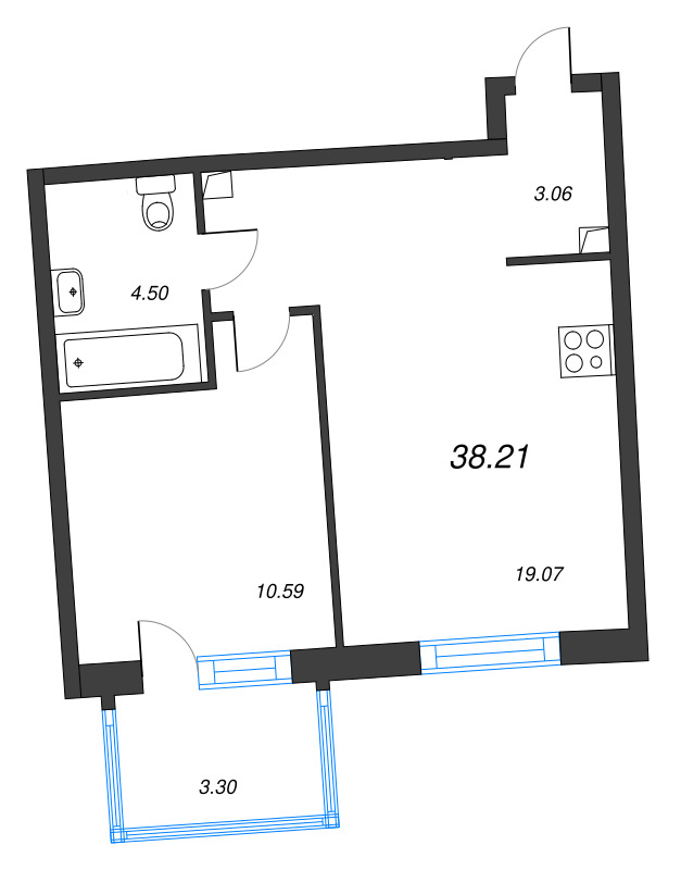 2 ккв (Евро) 38,2 м²