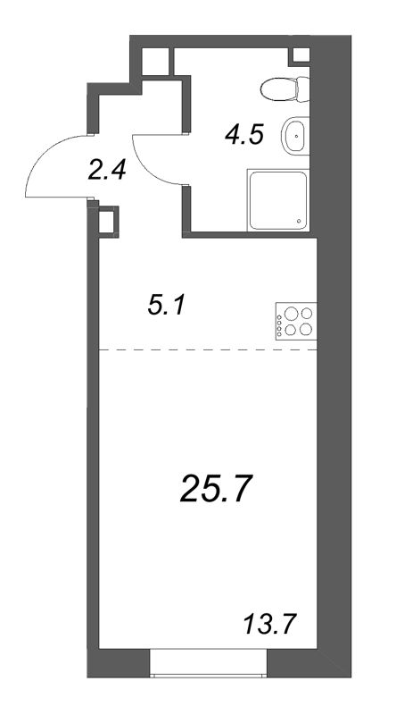 Студия 25,7 м²
