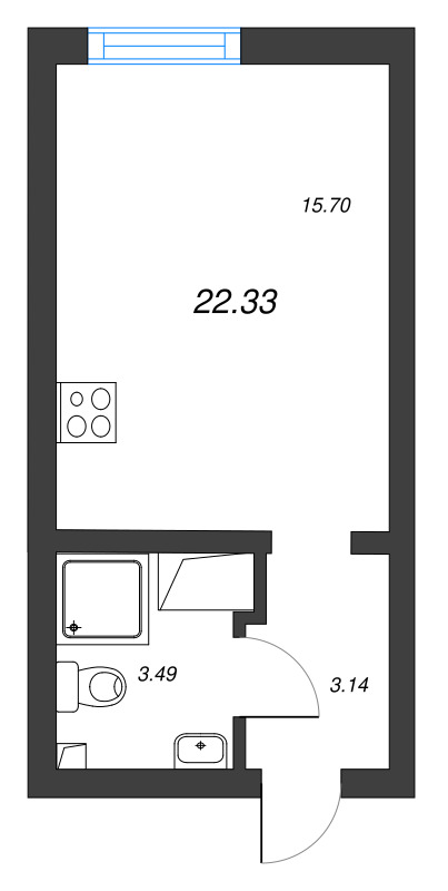 Студия 22,3 м²