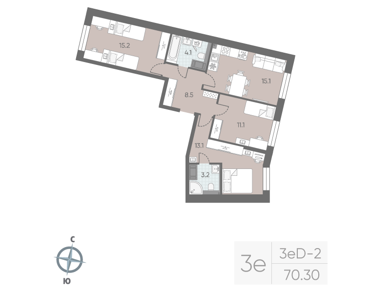 4 ккв (Евро) 70,3 м²