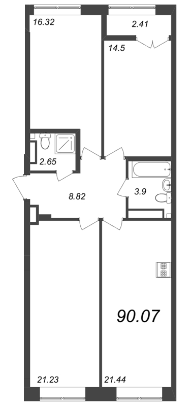4 ккв (Евро) 89,5 м²