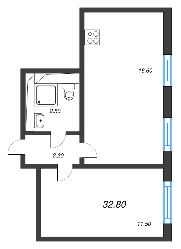 2 ккв (Евро) 32,4 м²