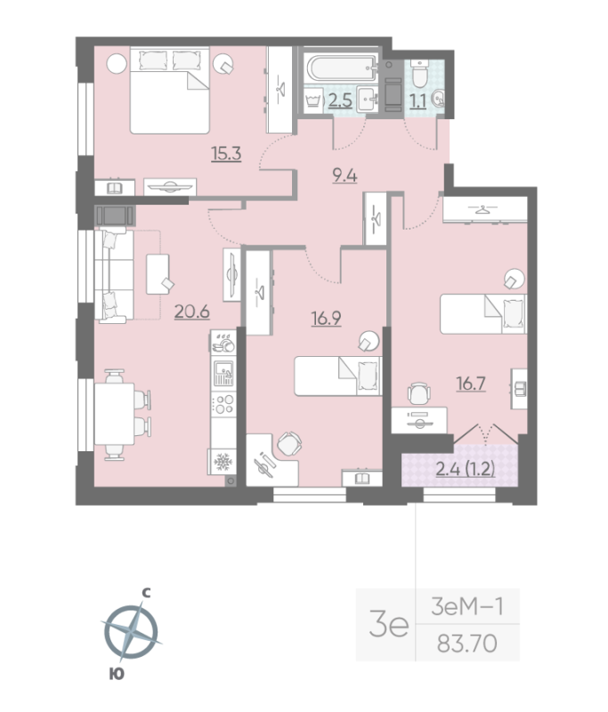 4 ккв (Евро) 82,6 м²