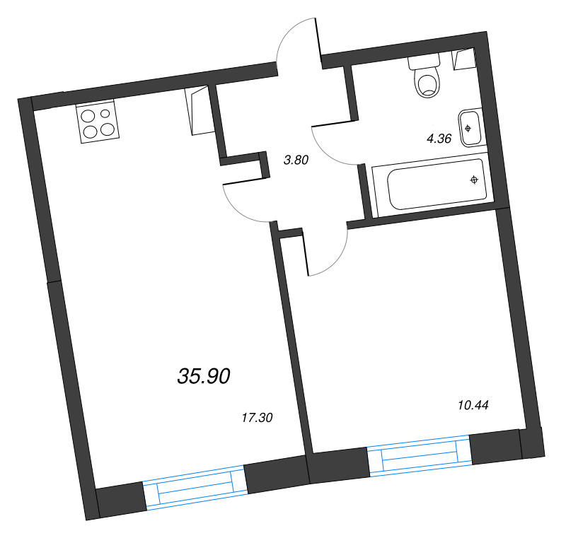2 ккв (Евро) 35,9 м²