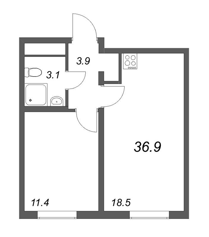 2 ккв (Евро) 37,1 м²