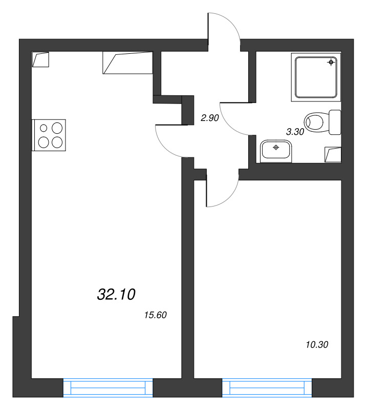 2 ккв (Евро) 32,1 м²