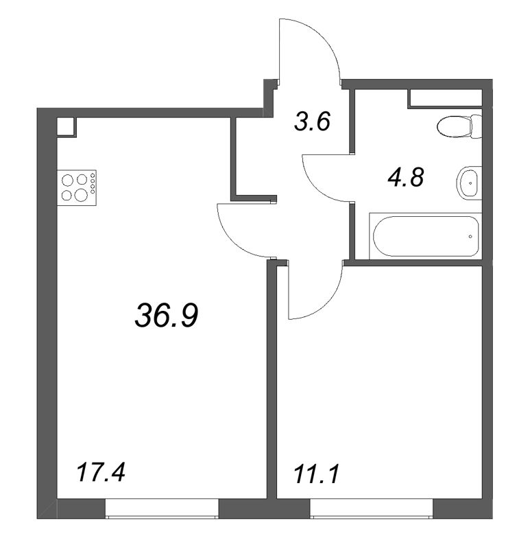 2 ккв (Евро) 36,9 м²