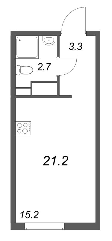 Студия 21,2 м²