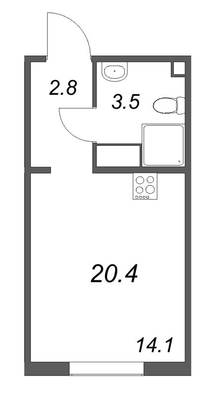 Студия 20,4 м²