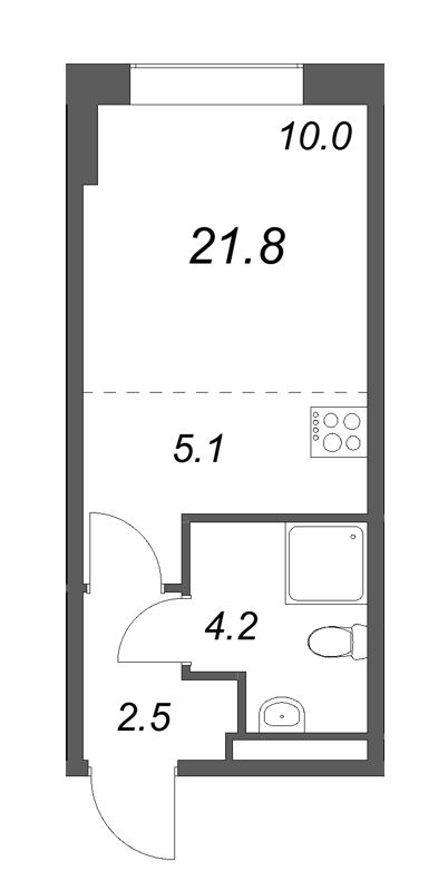 Студия 21,8 м²