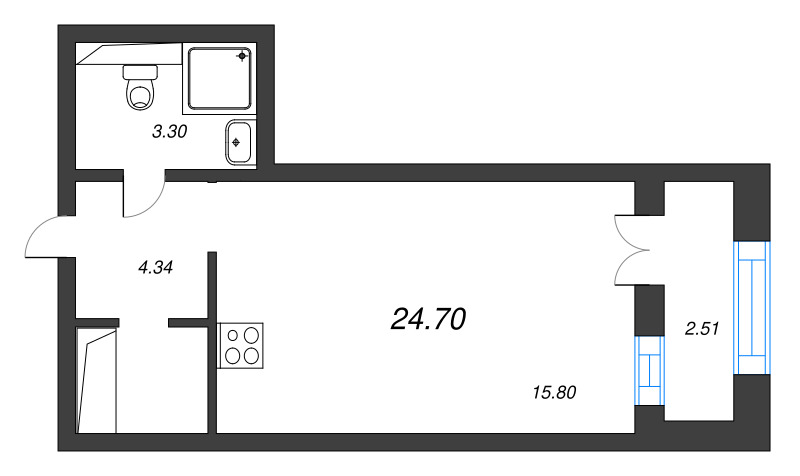 Студия 24,7 м²