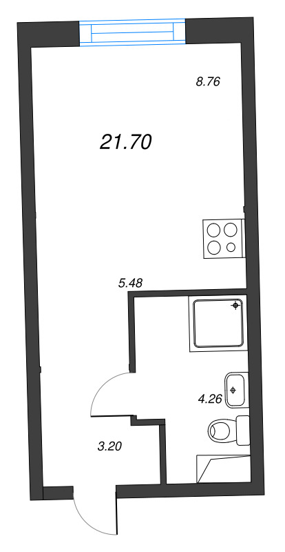 Студия 21,7 м²