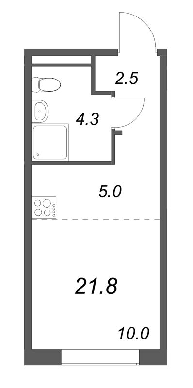 Студия 21,8 м²