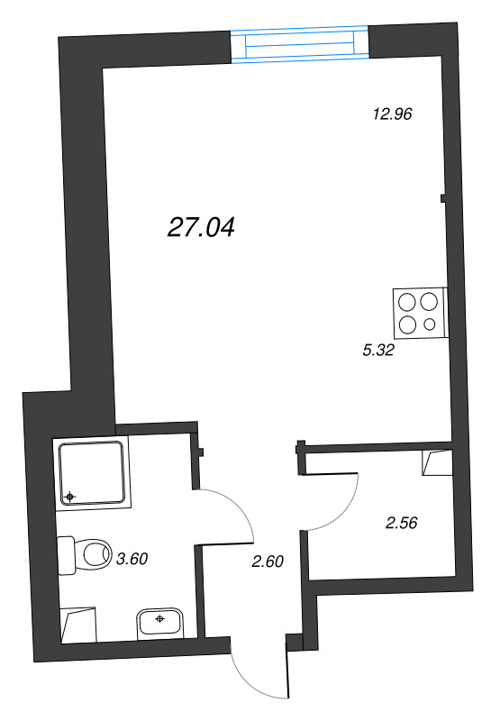 Студия 27 м²