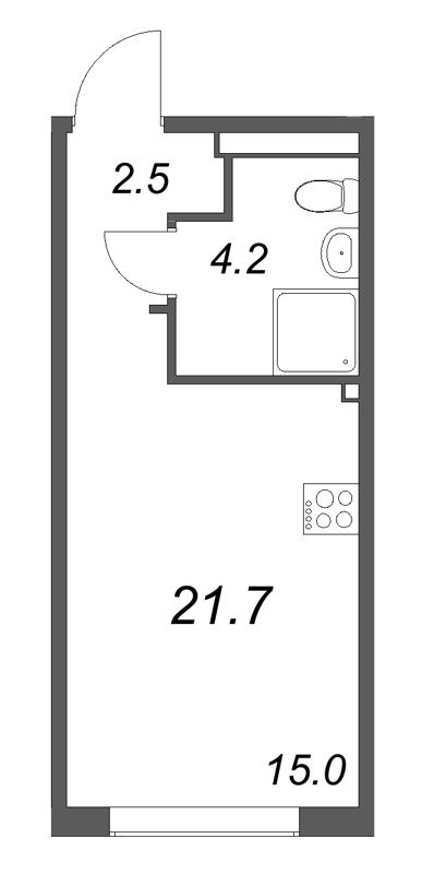 Студия 21,7 м²