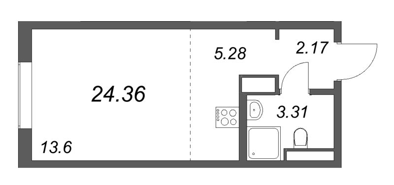 Студия 24,4 м²
