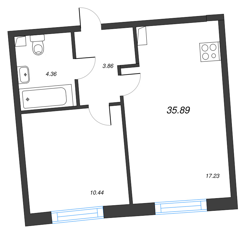 2 ккв (Евро) 35,9 м²