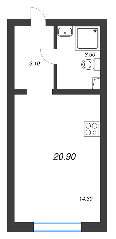 Студия 20,9 м²