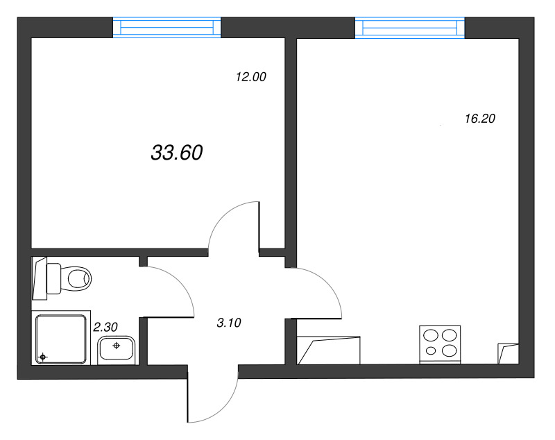 2 ккв (Евро) 33,6 м²