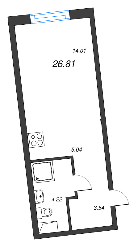 Студия 26,8 м²