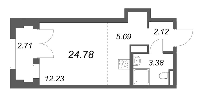Студия 24,8 м²