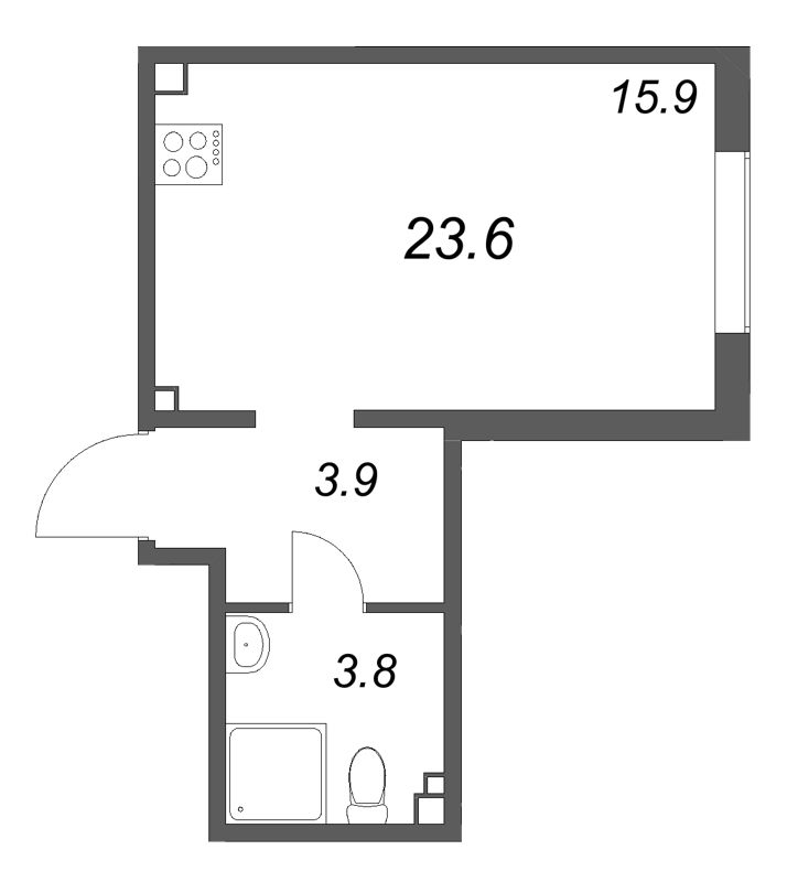 Студия 23,6 м²
