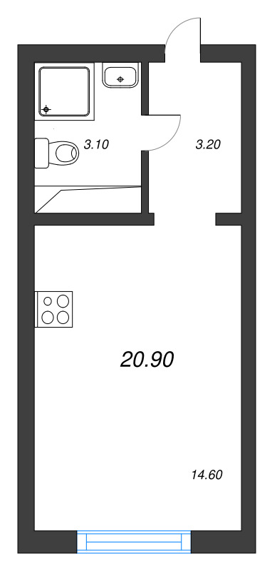 Студия 20,9 м²