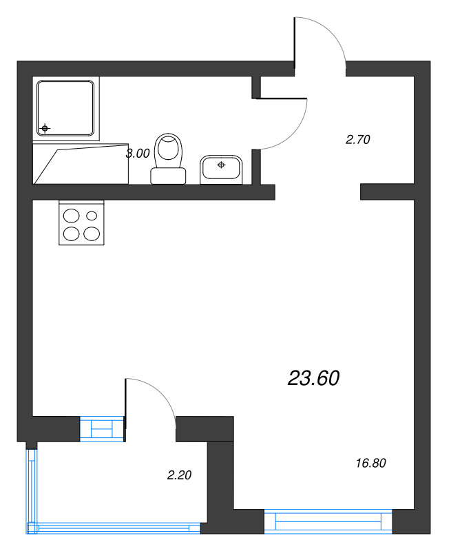 Студия 23,6 м²