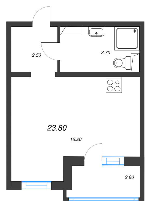 Студия 23,8 м²