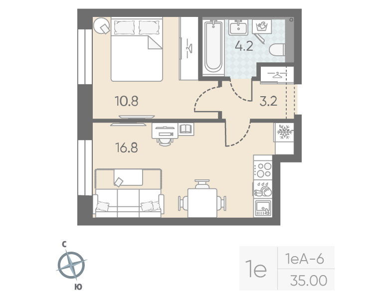 2 ккв (Евро) 35 м²