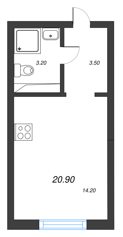Студия 20,9 м²