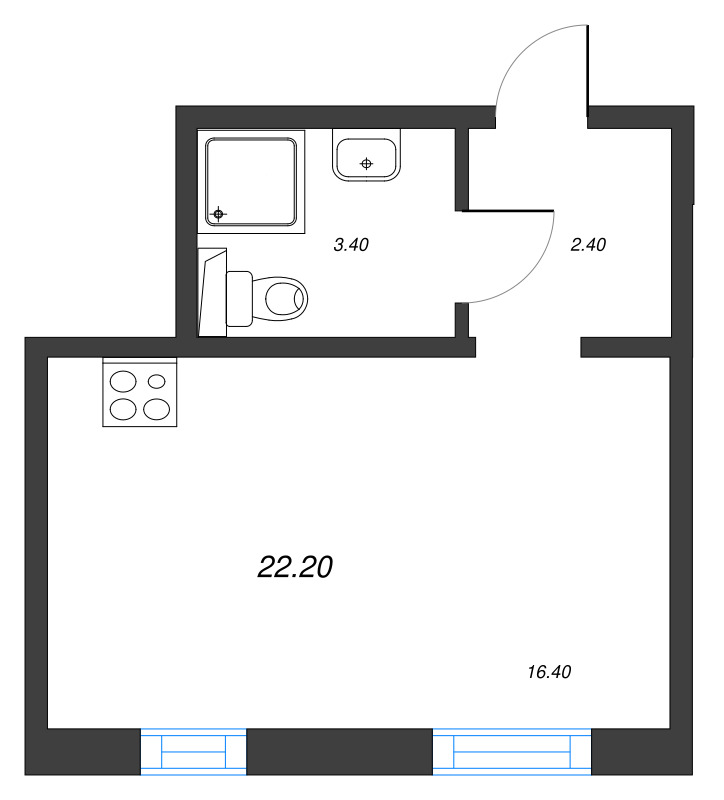 Студия 22,2 м²