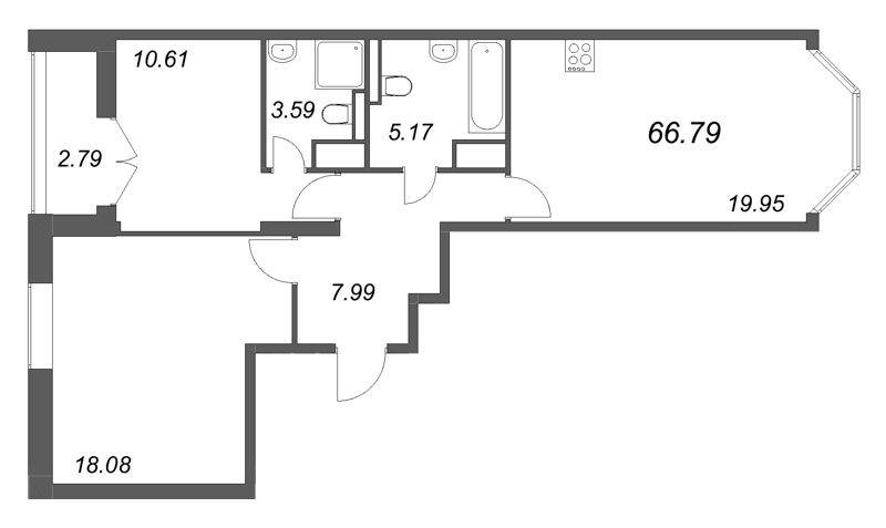 3 ккв (Евро) 66,8 м²