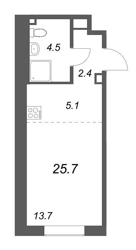 Студия 25,7 м²