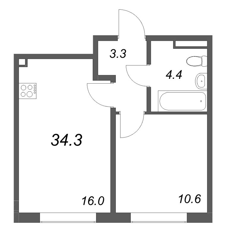 2 ккв (Евро) 34,3 м²