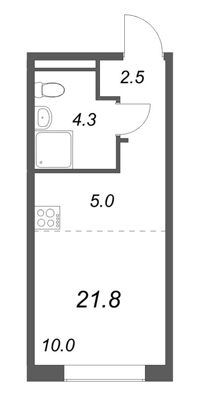Студия 21,8 м²