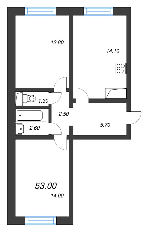 2 ккв 53 м²