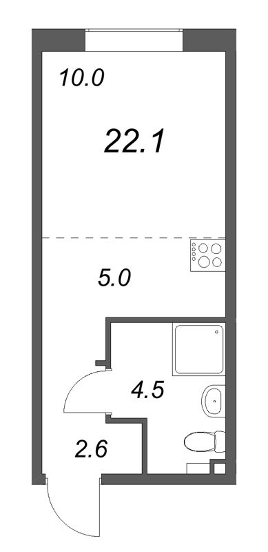 Студия 22,1 м²